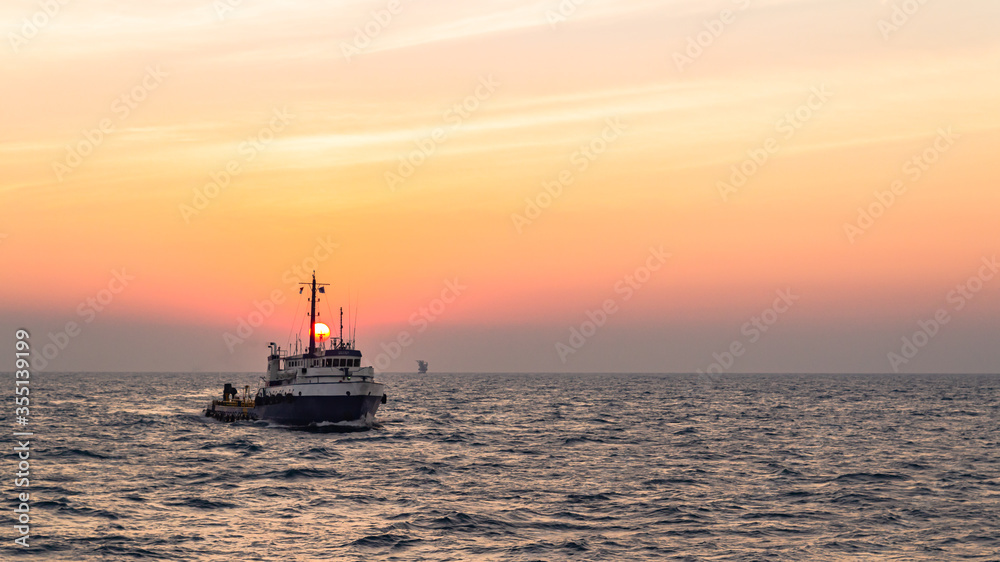 Offshore in Sunset time