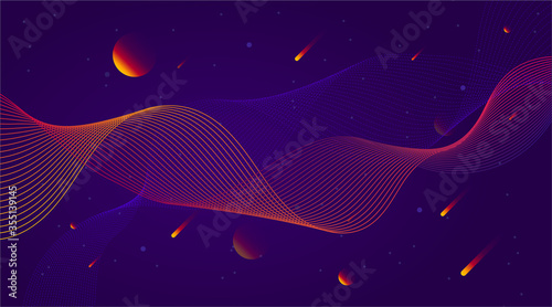 Graphic abstract background of lines, waves, beautiful gradient, futuristic style