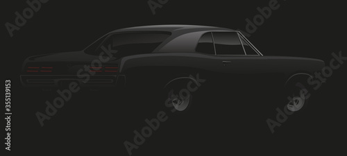 Muscle car in black. Vector illustration.
