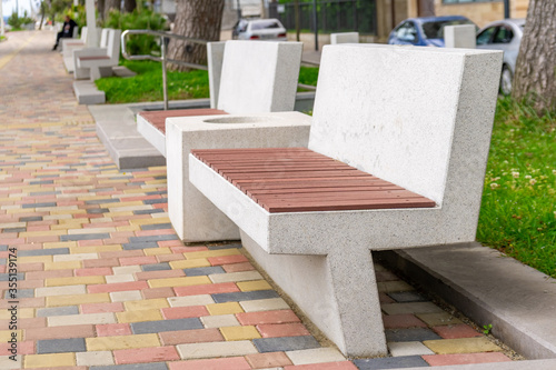 Benches for rest on the coast of black sea  Kobuleti