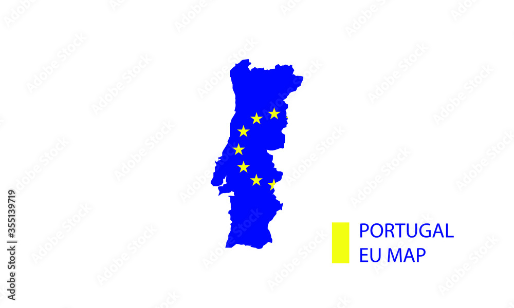 Portugal map European Union flag country shape vector illustration