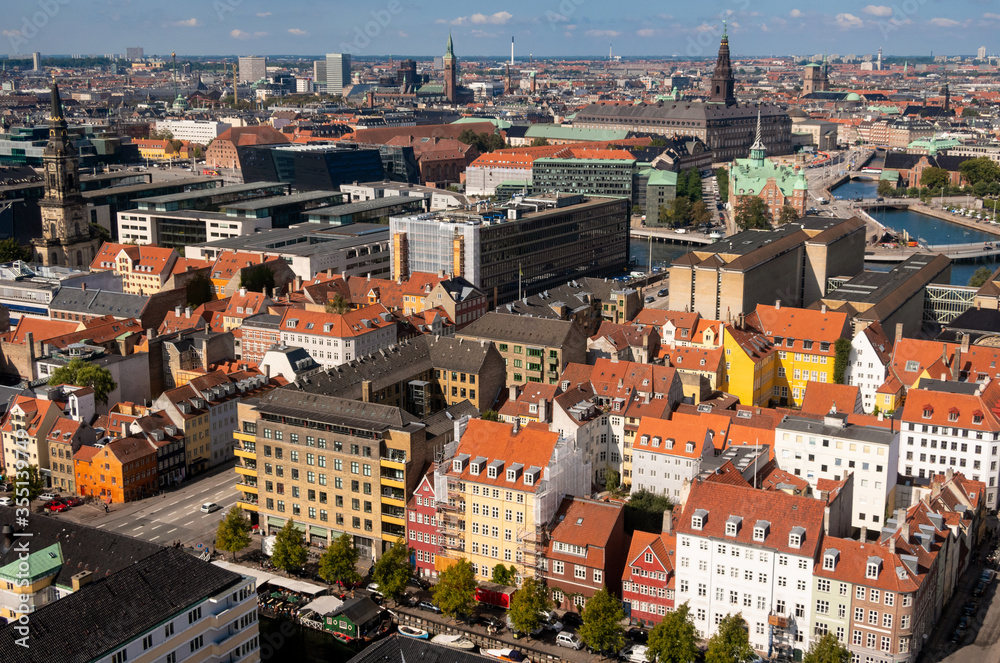 View from above of Copenhagen, Denmark's capital city, Scandinavia