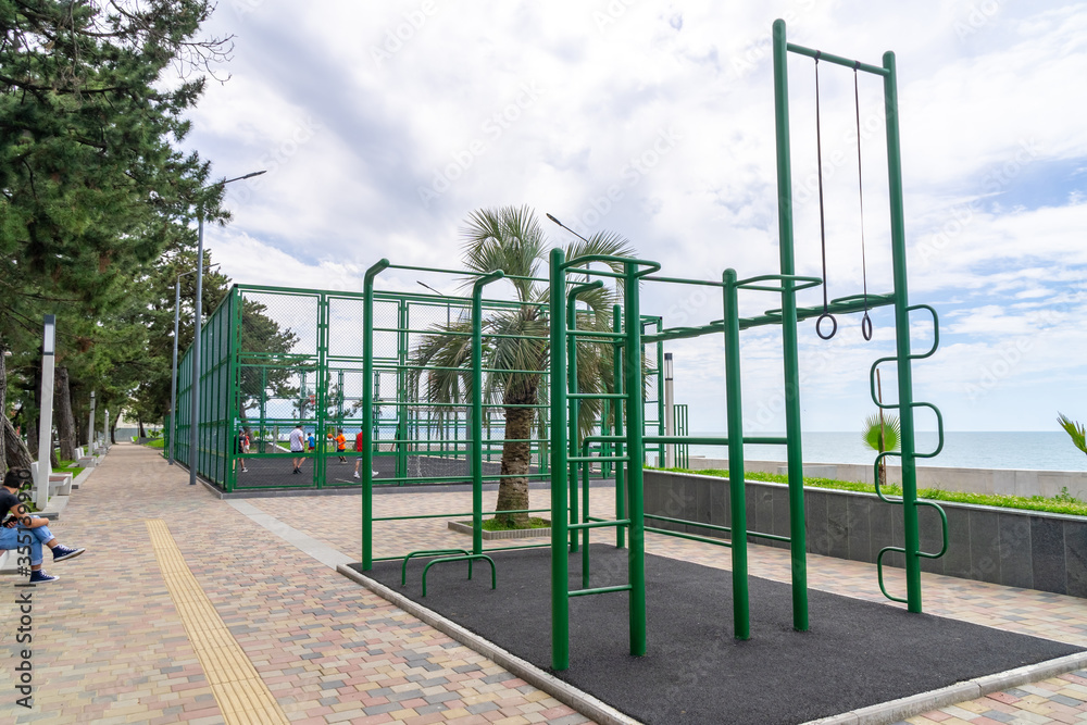 children play basketball on the playground in Kobuleti, sport