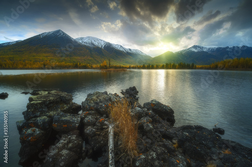 lake and mountains