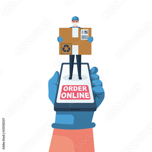 Quarantine online order. Vector illustration flat design