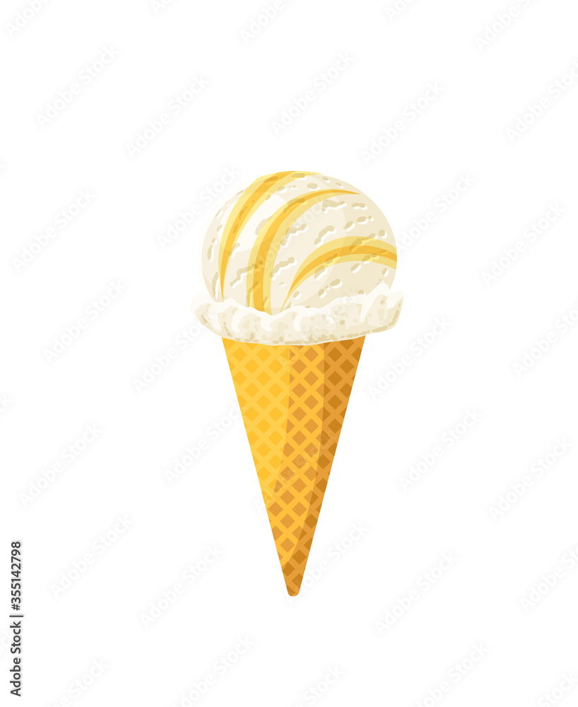 Caramel ice cream cone. Design template for AD, promo, menu, flyer. Vector illustration cartoon icon isolated on white background. Caramel ice cream cone. Design template for AD, promo, menu, flyer. Vector illustration cartoon icon isolated on white background.