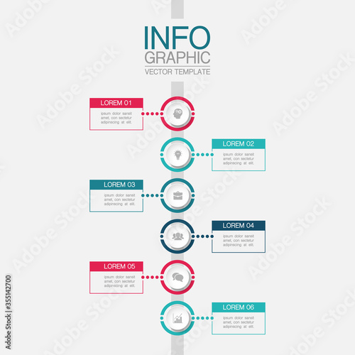 Modern design template for infographics  business  presentations  web design  6 steps   options.