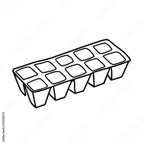 Peat pots for growing seedlings. Toff pots for seedlings. Gardening. Vector illustration in the Doodle style