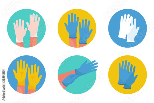 Set of rubber medical protective gloves.