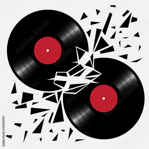 The musical battle. Crash vinyl records.
Illustration for club parties, concerts, albums, prints.
