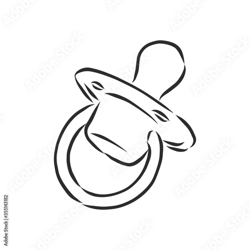 Baby dummy sketch vector illustration, baby pacifier, vector sketch illustration