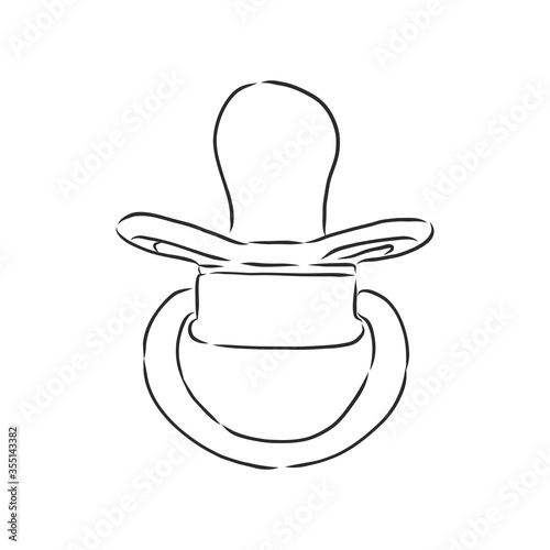 Baby dummy sketch vector illustration, baby pacifier, vector sketch illustration