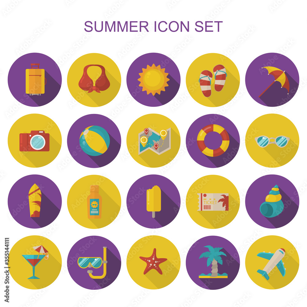 Multimedia flat icons with long shadow set. Colorful illustrations of multimedia image. Vector.