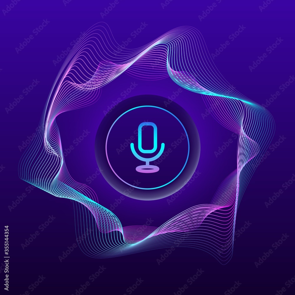 Voice assistant concept. Artificial intelligence wave. Microphone ...