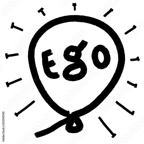 Ego. Vector hand drawn calligraphic grunge brush stroke illustration design. Comics style poster, t shirt print, social media blog content, birthday card invitation, vlog cover