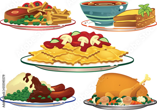 Assorted food dishes