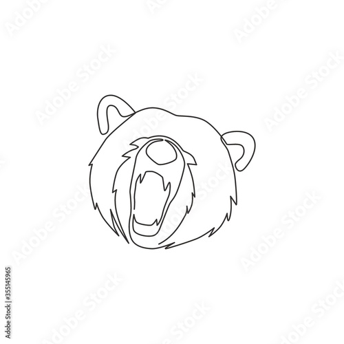 Foto Single continuous line drawing of wild elegant bear for corporation logo identity