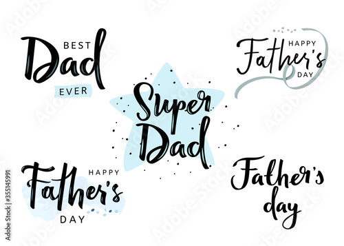 Happy Fathers Day Calligraphy collction of greeting cards. Vector illustrations. photo