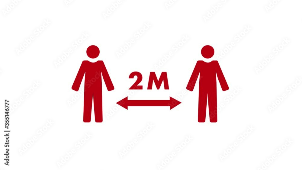Social distancing - flat video animation of two people, with 2M and arrows (with alpha channel - transparent background) Social distancing - flat video animation of two people, with 2M and arrows (with alpha channel - transparent background)