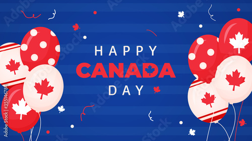 template design greeting canada day with balloons maple leaf
