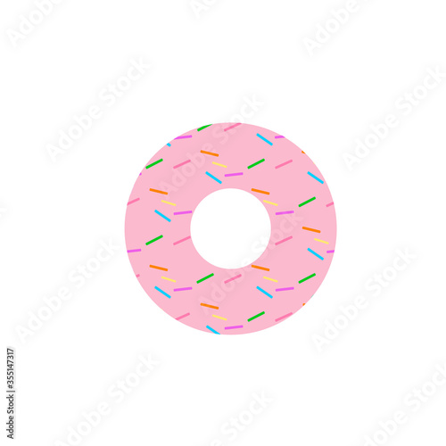 Pink sprinkled donut. Vector illustration
