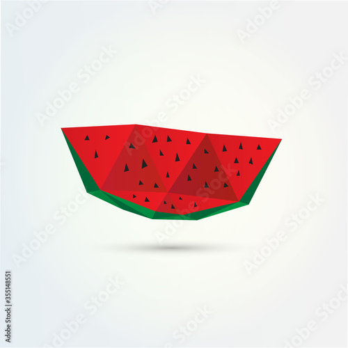 3D low polygon watermelon with seeds design 
Eps 10 stock vector illustration 