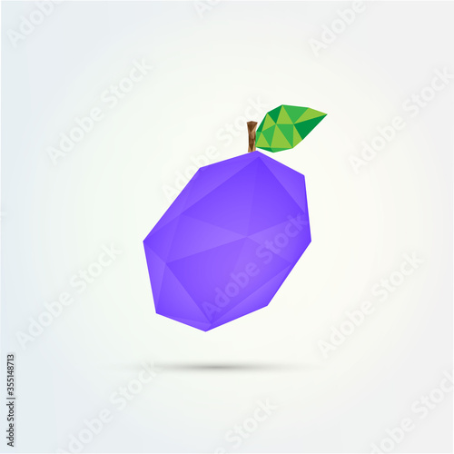 3D low polygon plum fruit design 
Eps 10 stock vector illustration 