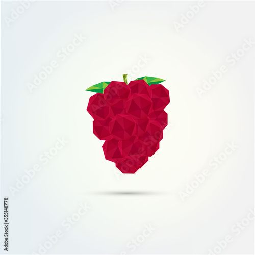 3D low polygon raspberry fruit design 
Eps 10 stock vector illustration 