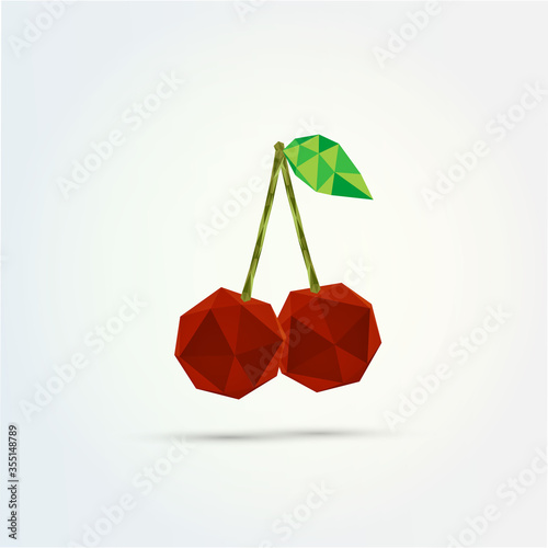 3D low polygon sour cherry fruit design 
Eps 10 stock vector illustration 
