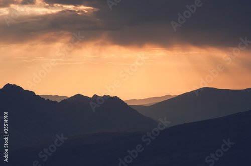 sunrise in the Caucasus mountain valley