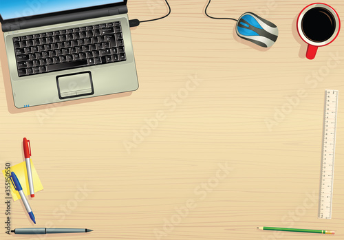 Laptop and empty table