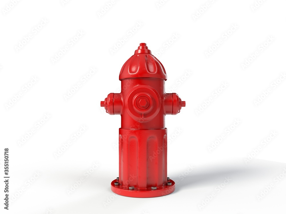 red fire hydrant, isolated on white. 3D illustration