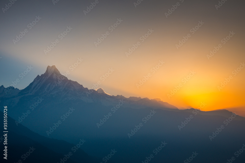 The Machhapuchhre at sunrise, Nepal.