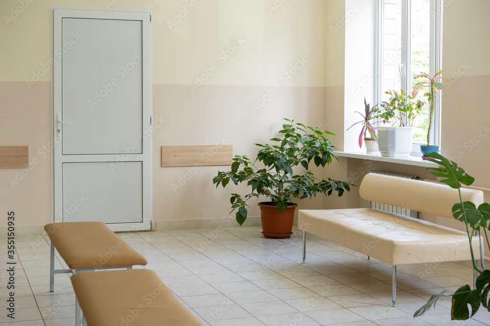hospital corridor in beige tone

