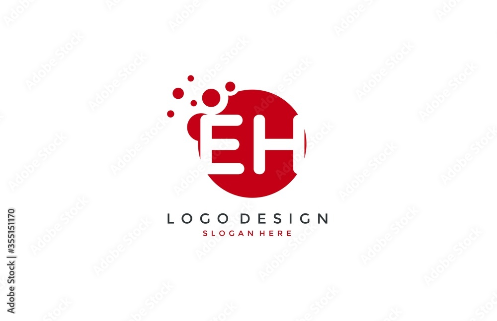 Obraz premium Dots Letter EH Logo Design Template