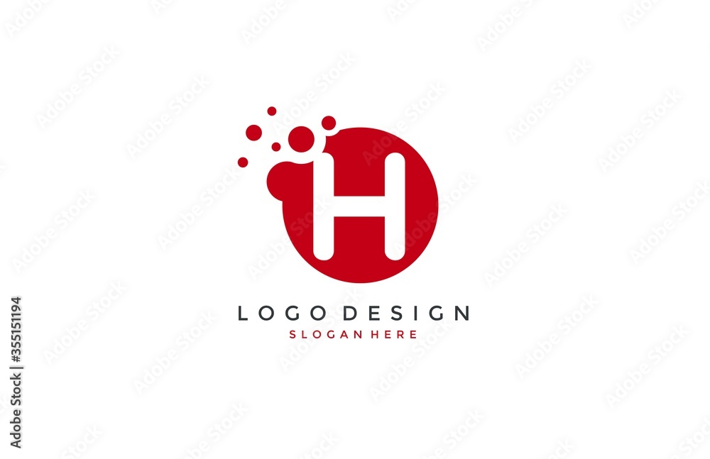 Obraz premium Dots Letter H Logo Design Template