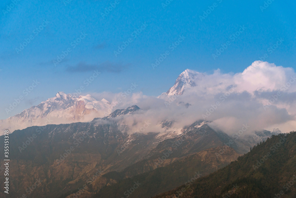 Cloud covered the Annapurna mountain peak, Nepal.