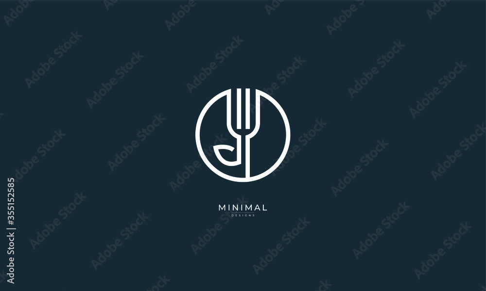 a line art icon logo of a fork with a leaf