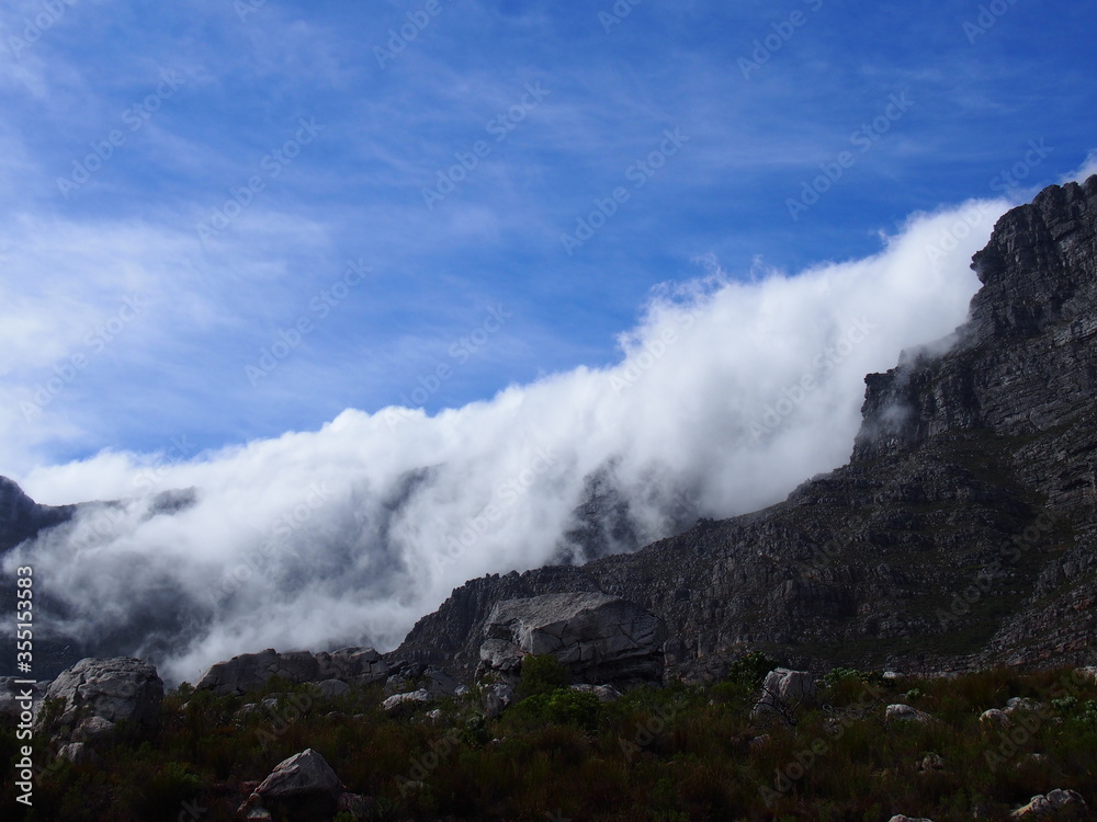 Beautiful blue skies and mountains, Table Mountain, Cape Town, South Africa