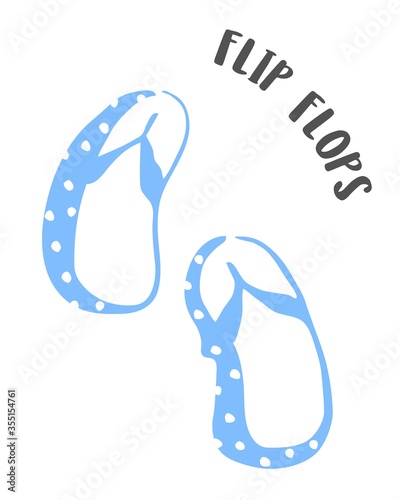 Summer flip flop slippers drawing hand painted with ink