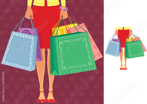 Woman standing with shopping bags