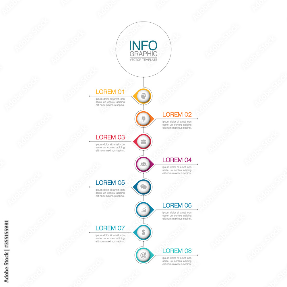 Naklejka premium Vector iInfographic template for business, presentations, web design, 8 options.