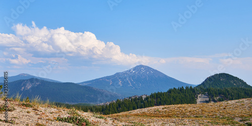 Panoramic view of the mountains with Mount Bachelor in Central Oregon. © thecolorpixels