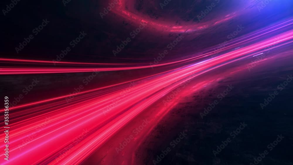 Super fast сity life, urban scene, car light trails, transport and traffic concept.