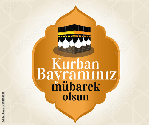 eid al adha mubarak vector card illustration Turkish: kurban bayrami mübarek olsun