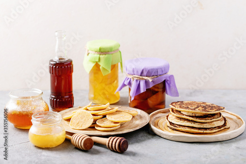 A stack of plain mini pancakes