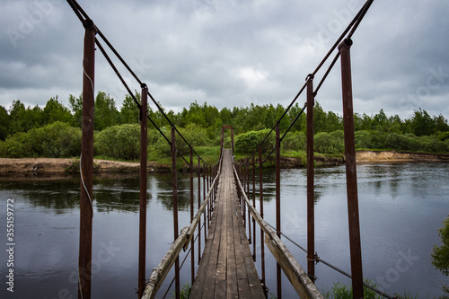 wooden bridge over river