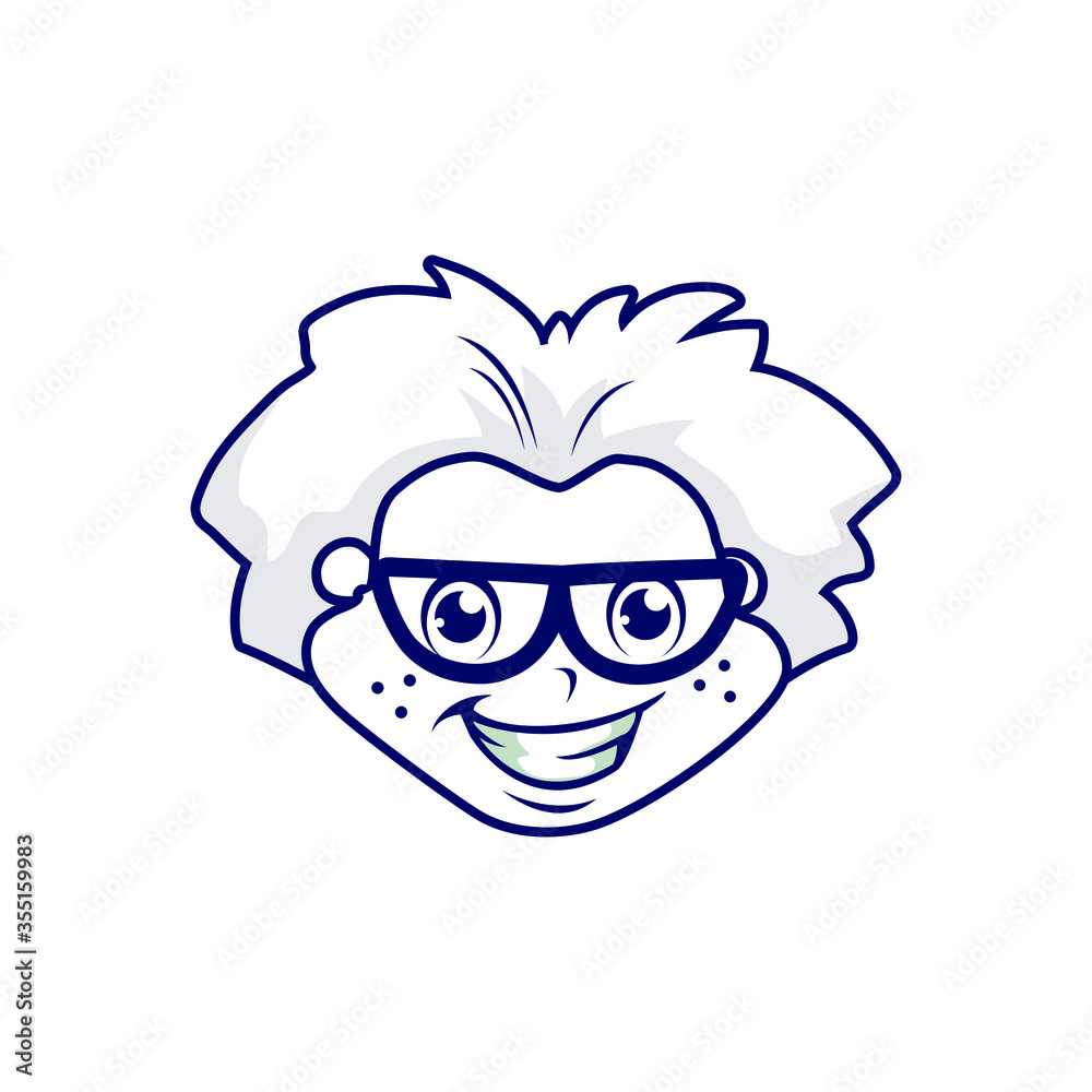nerd face 2 head cartoon scientist for logo or mascot nerd face 2 head cartoon scientist for logo or mascot