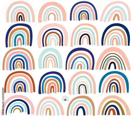 stylish trendy rainbows vector illustrations 