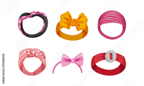 Female Headband as Hair or Head Accessory Vector Set